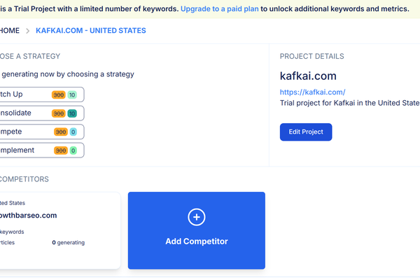 Kafkai Introduces Personalized Trial Projects to Empower Users with Tailored SEO Insights