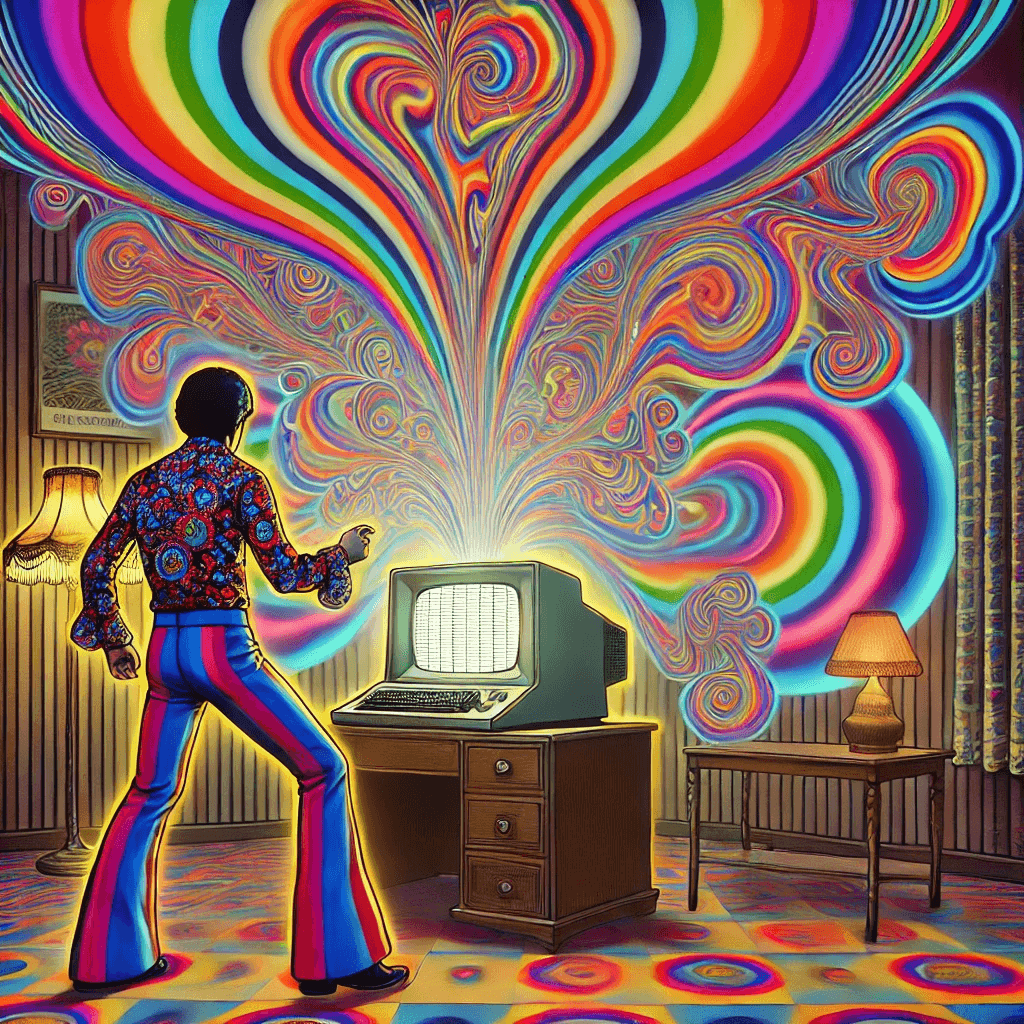 70s psychedelia theme representing AI hallucination