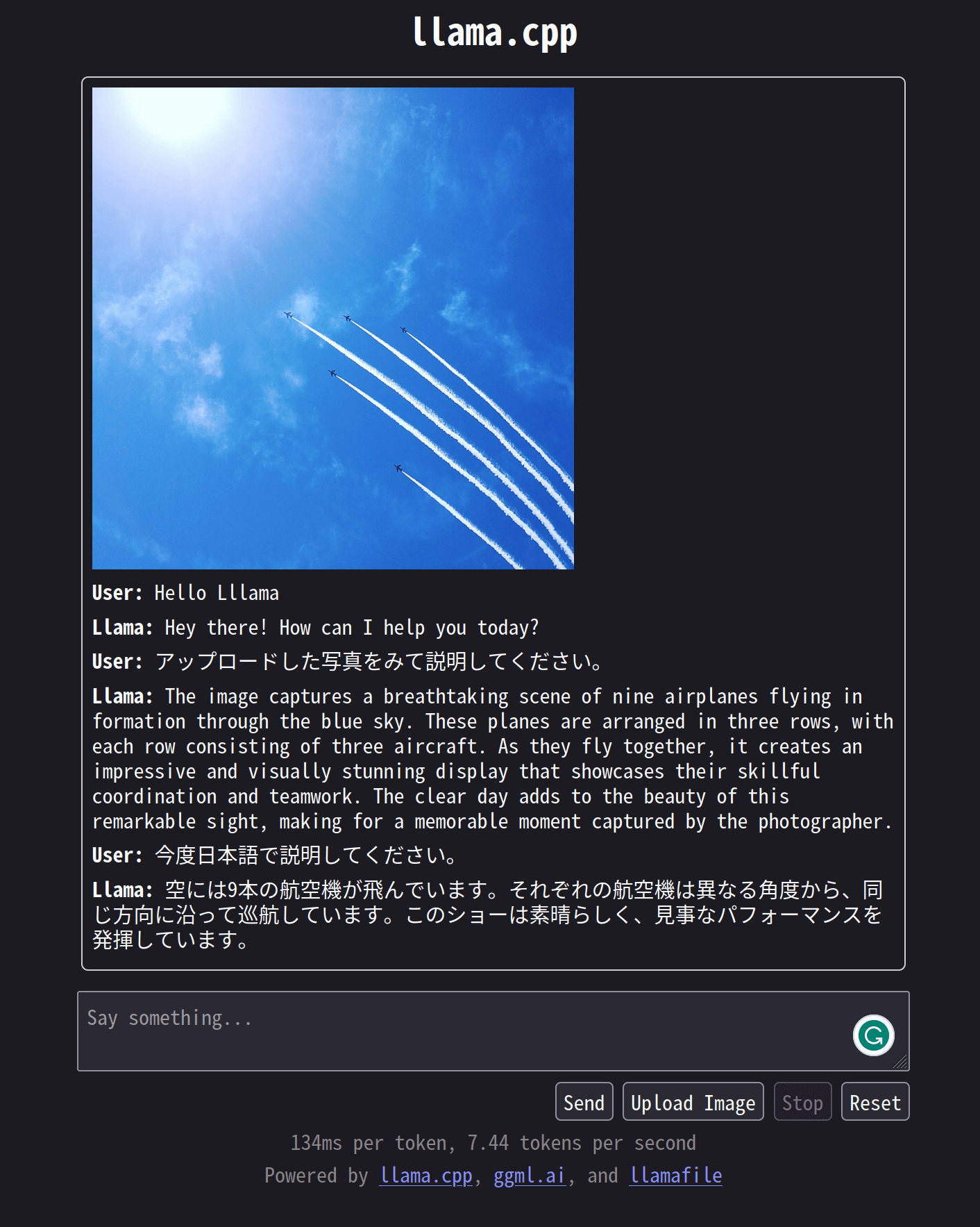 Llamafile Blue Sky Sample